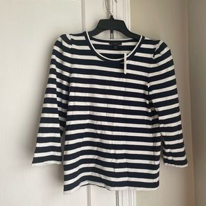 J. Crew blue and white stripe puff sleeve tee XS